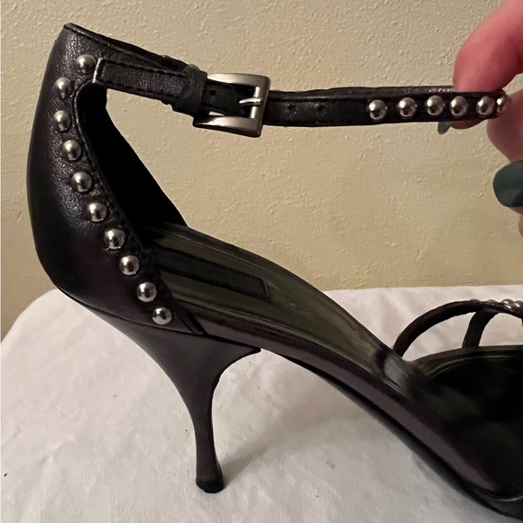 Prada Studded Ankle Strap Heels, Black, Size 39-1/2 (9-1/2 US,) GUC - Picture 7 of 15